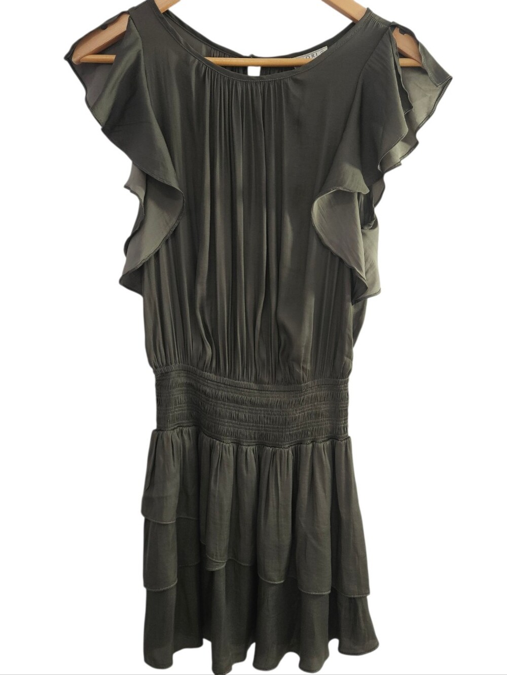 Kori Olive Green Ruffle Tiered Dress